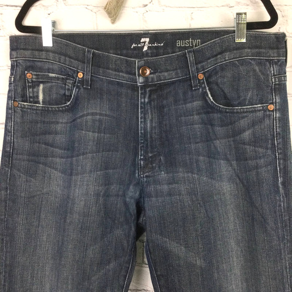 7 for all Mankind Austyn Men's Medium Wash Cotton Blend Straight Leg Jeans 36 - Picture 2 of 14